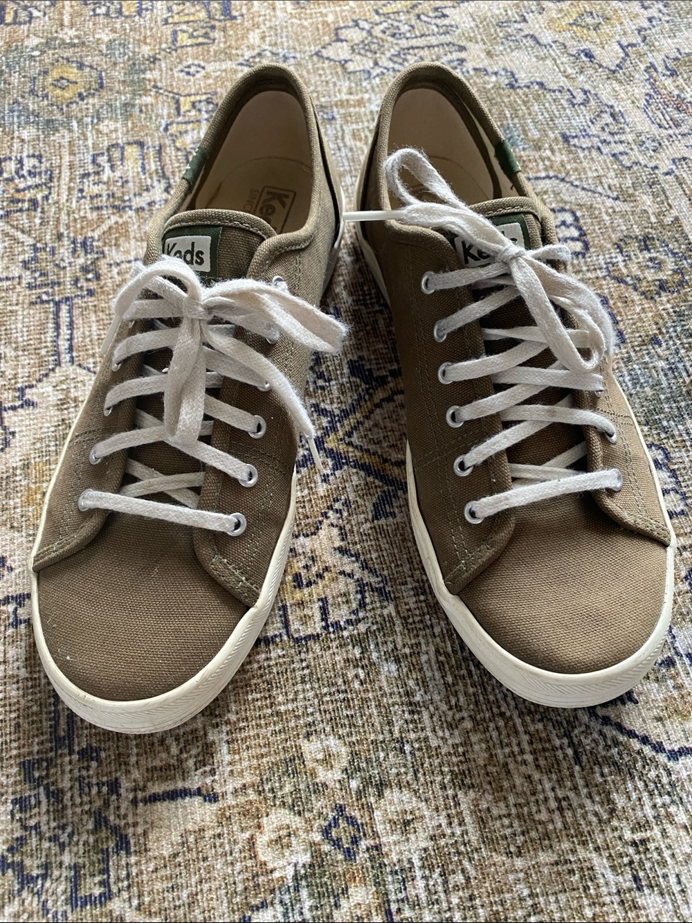 Keds Women’s Canvas Sneakers — Olive Green with White Accents